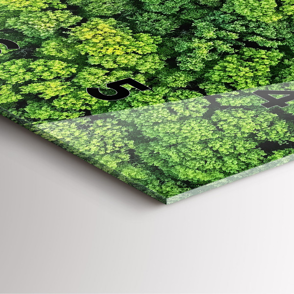 Ceas pătrat de perete din sticlă Pădure de sus