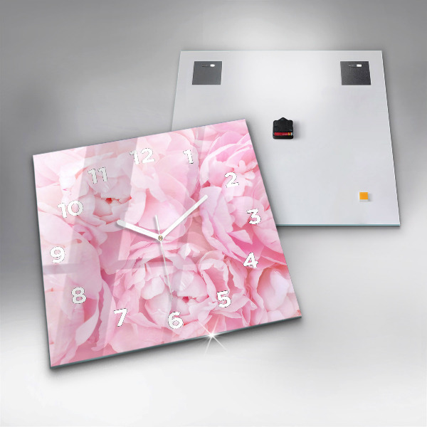Ceas pătrat de perete din sticlă Flori înflorite