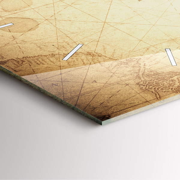 Ceas pătrat de perete din sticlă Harta lumii vechi