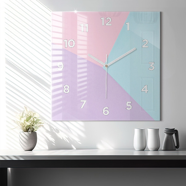 Ceas pătrat de perete din sticlă Model pastel