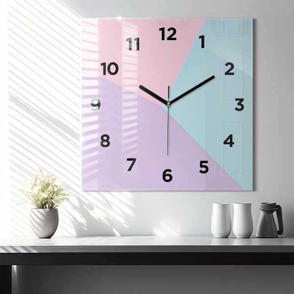Ceas pătrat de perete din sticlă Model pastel