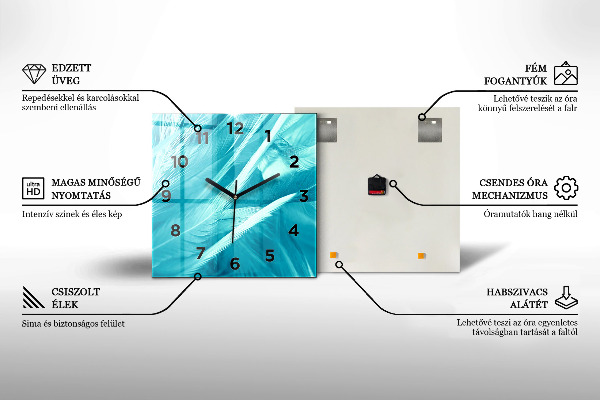 Ceas pătrat de perete din sticlă Rama de frunze