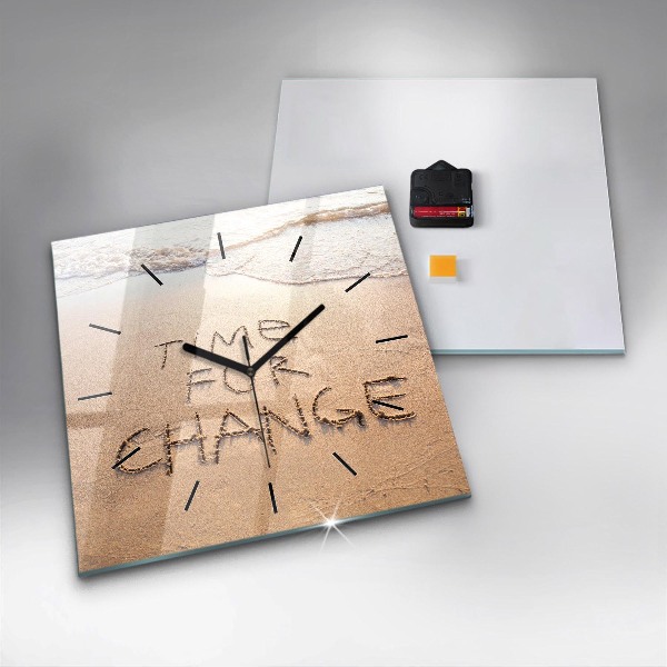 Ceas pătrat de perete din sticlă Citat de plajă