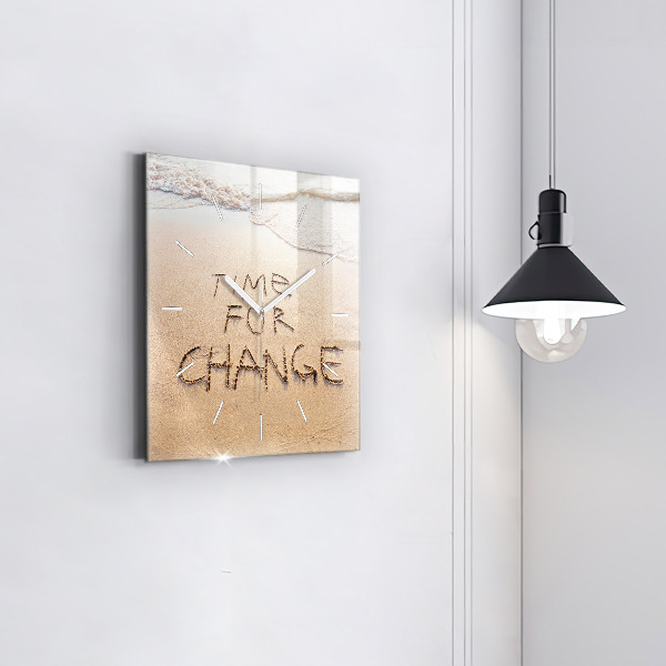 Ceas pătrat de perete din sticlă Citat de plajă