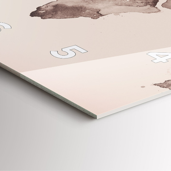 Ceas pătrat de perete din sticlă Harta lumii acuarela