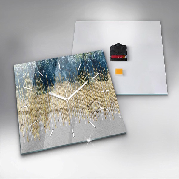 Ceas pătrat de perete din sticlă Model decorativ și auriu