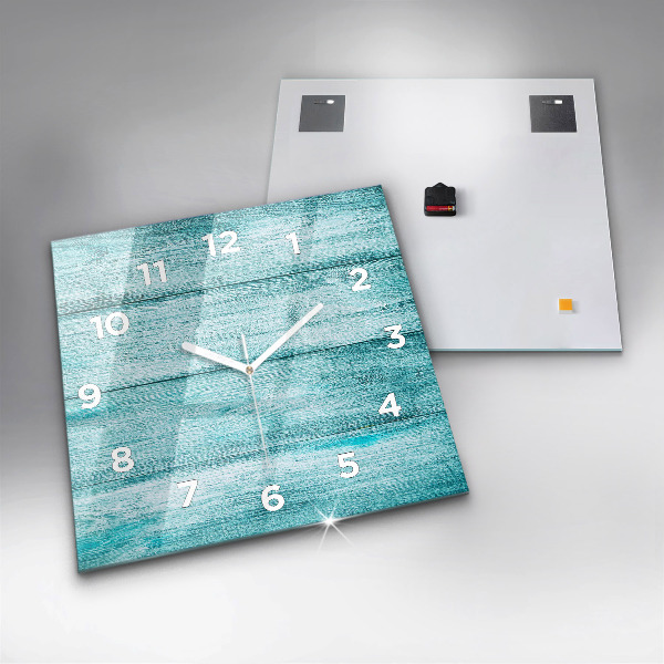 Ceas pătrat de perete din sticlă Lemn vechi albastru