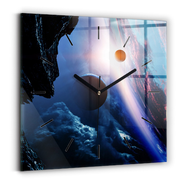 Ceas pătrat de perete din sticlă Galaxie mare