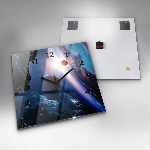 Ceas pătrat de perete din sticlă Galaxie mare