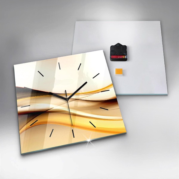 Ceas pătrat de perete din sticlă Abstracția valurilor