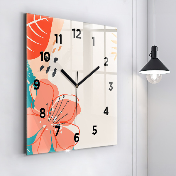 Ceas pătrat de perete din sticlă Plante hawaiene
