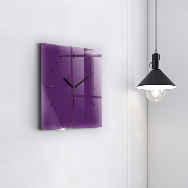Ceas pătrat de perete din sticlă Violet