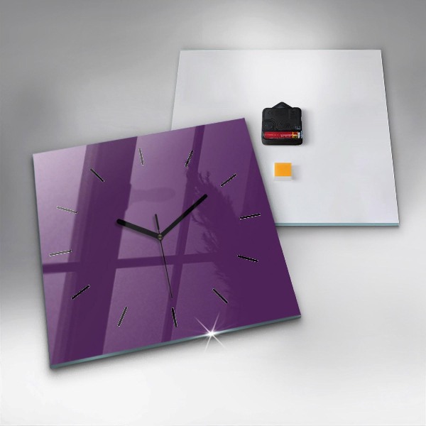 Ceas pătrat de perete din sticlă Violet