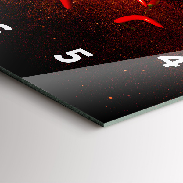 Ceas pătrat de perete din sticlă Ardei iute