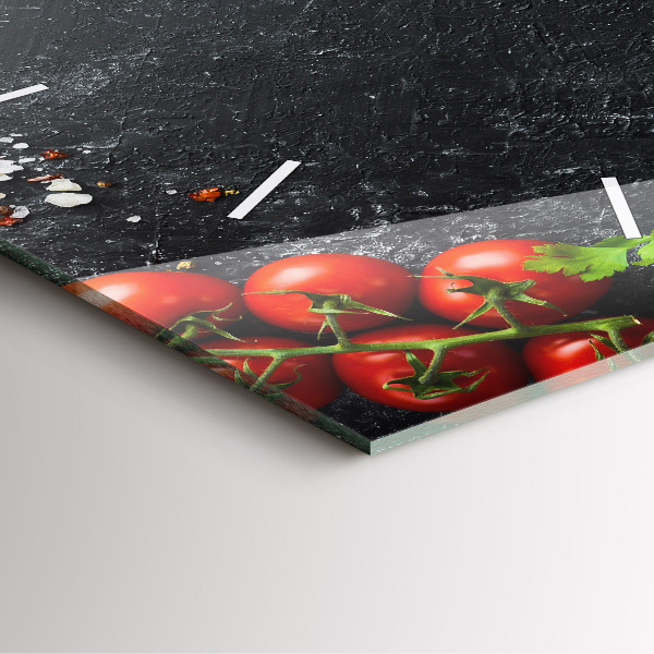 Ceas pătrat de perete din sticlă Legume pe masă