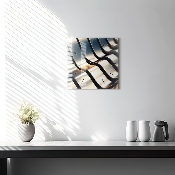 Ceas pătrat de perete din sticlă Model argintiu