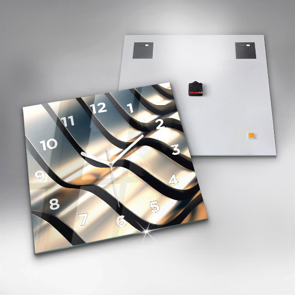 Ceas pătrat de perete din sticlă Model argintiu