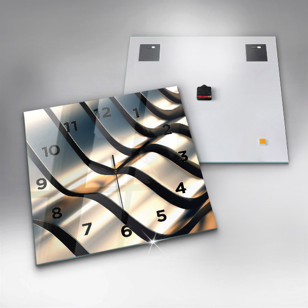 Ceas pătrat de perete din sticlă Model argintiu