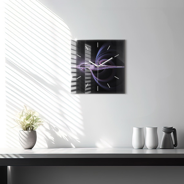 Ceas pătrat de perete din sticlă Abstracție violet