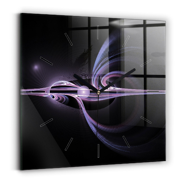 Ceas pătrat de perete din sticlă Abstracție violet