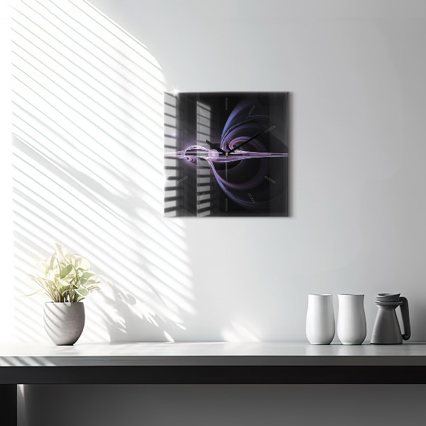 Ceas pătrat de perete din sticlă Abstracție violet