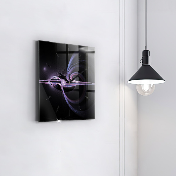 Ceas pătrat de perete din sticlă Abstracție violet