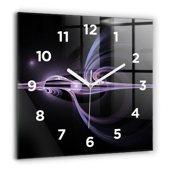 Ceas pătrat de perete din sticlă Abstracție violet