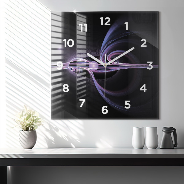 Ceas pătrat de perete din sticlă Abstracție violet
