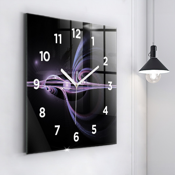 Ceas pătrat de perete din sticlă Abstracție violet
