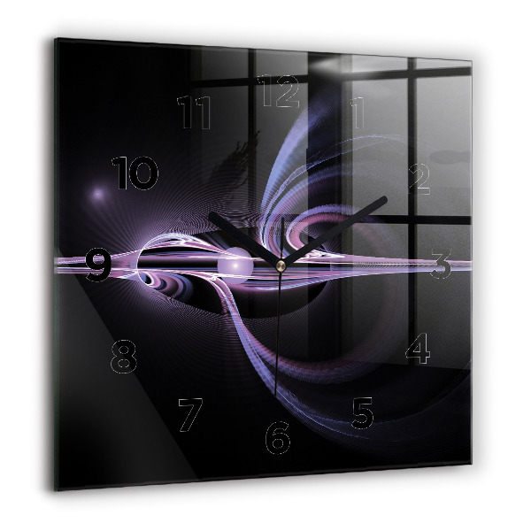 Ceas pătrat de perete din sticlă Abstracție violet