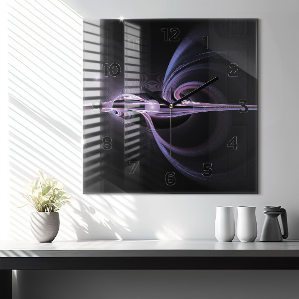 Ceas pătrat de perete din sticlă Abstracție violet