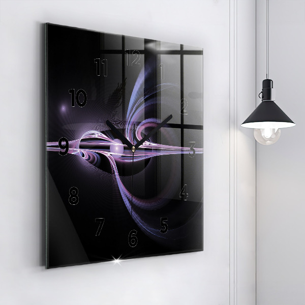 Ceas pătrat de perete din sticlă Abstracție violet