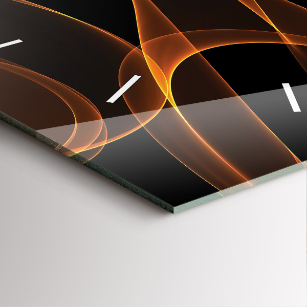 Ceas pătrat de perete din sticlă Linii portocalii