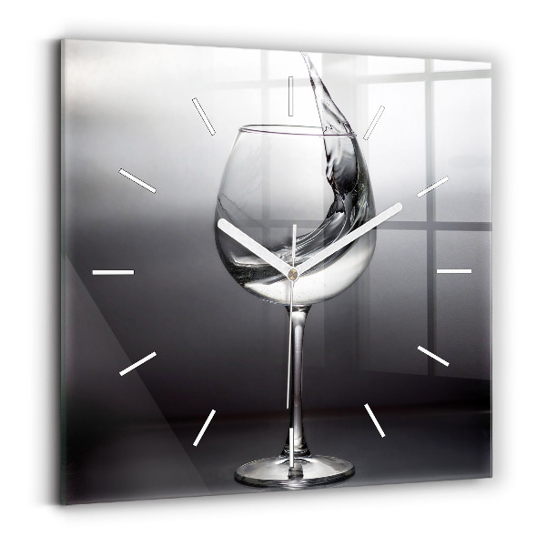 Ceas pătrat de perete din sticlă pahar de vin