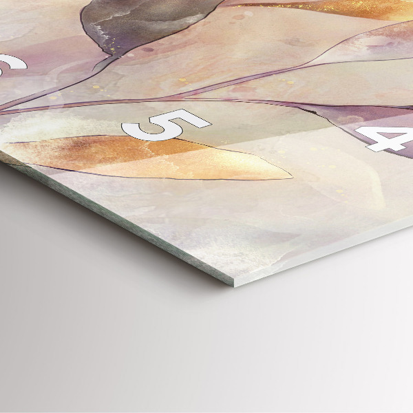 Ceas pătrat de perete din sticlă Frunze boho abstracte