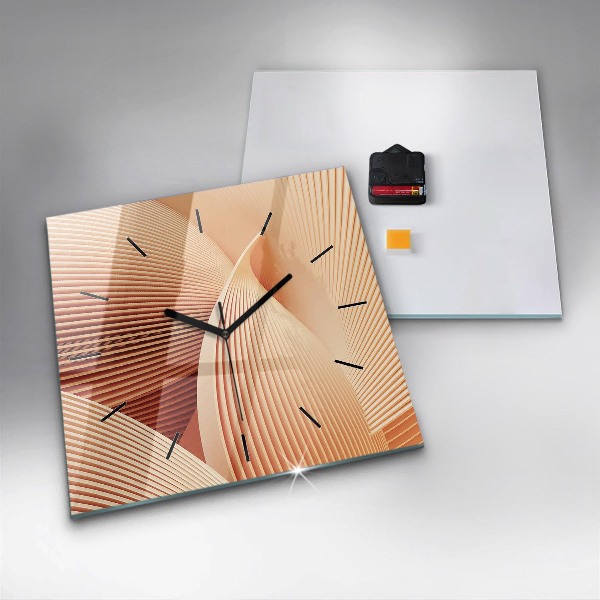 Ceas pătrat de perete din sticlă Model de val abstract