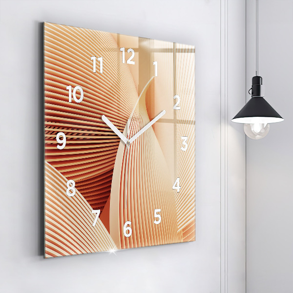Ceas pătrat de perete din sticlă Model de val abstract
