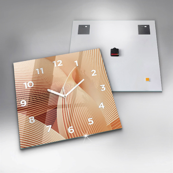 Ceas pătrat de perete din sticlă Model de val abstract