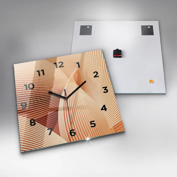 Ceas pătrat de perete din sticlă Model de val abstract