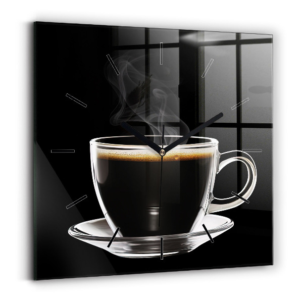 Ceas pătrat de perete din sticlă Cafea neagră