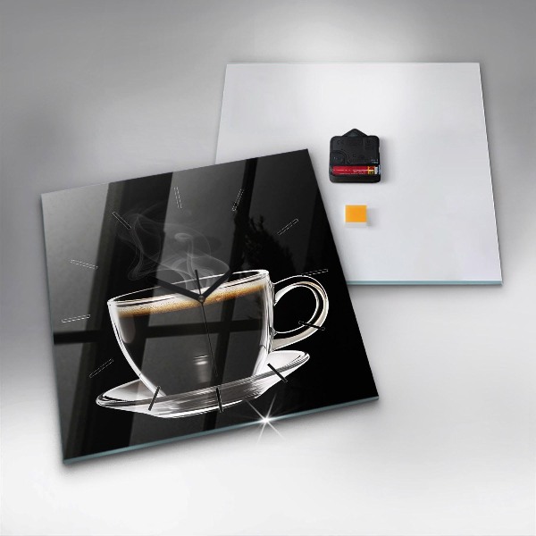 Ceas pătrat de perete din sticlă Cafea neagră