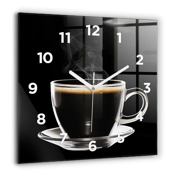 Ceas pătrat de perete din sticlă Cafea neagră