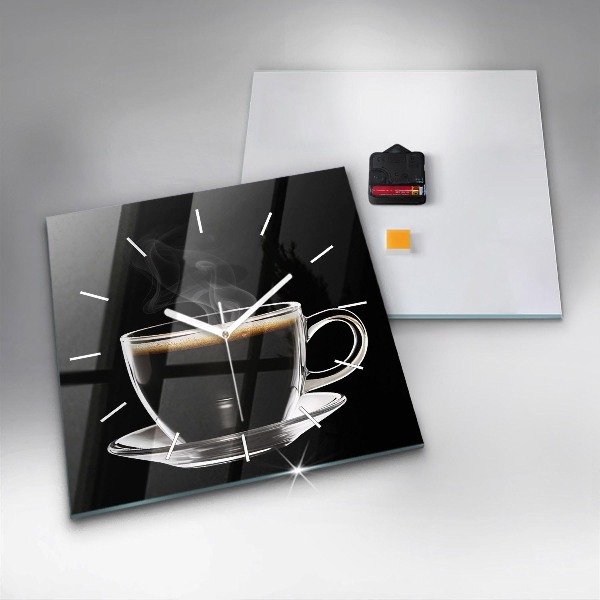 Ceas pătrat de perete din sticlă Cafea neagră