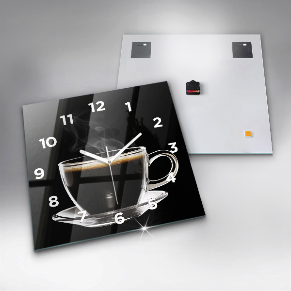 Ceas pătrat de perete din sticlă Cafea neagră