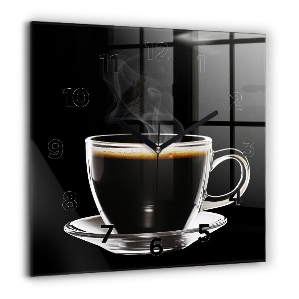 Ceas pătrat de perete din sticlă Cafea neagră