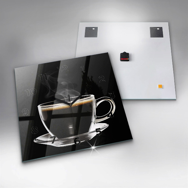 Ceas pătrat de perete din sticlă Cafea neagră