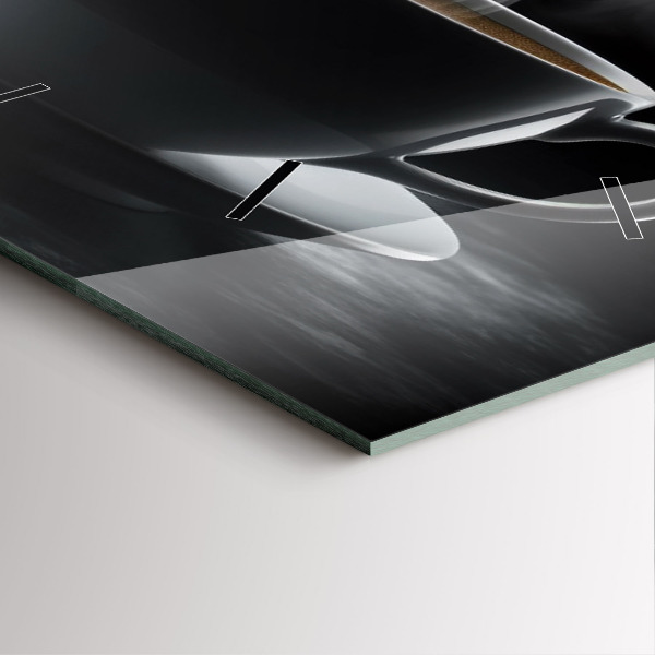 Ceas pătrat de perete din sticlă O ceașcă de cafea neagră