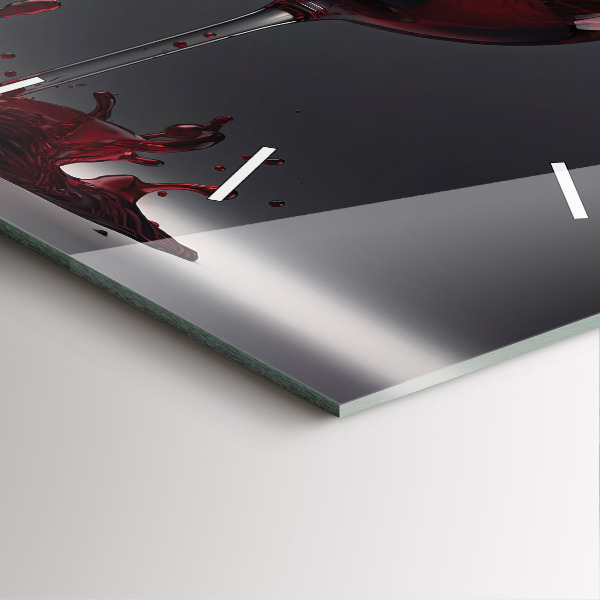 Ceas pătrat de perete din sticlă Un pahar de vin roșu