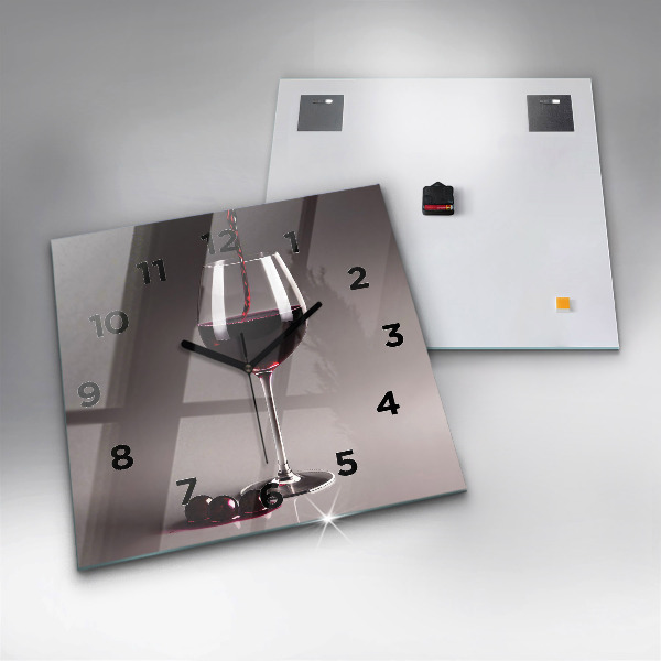 Ceas pătrat de perete din sticlă Un pahar de vin roșu