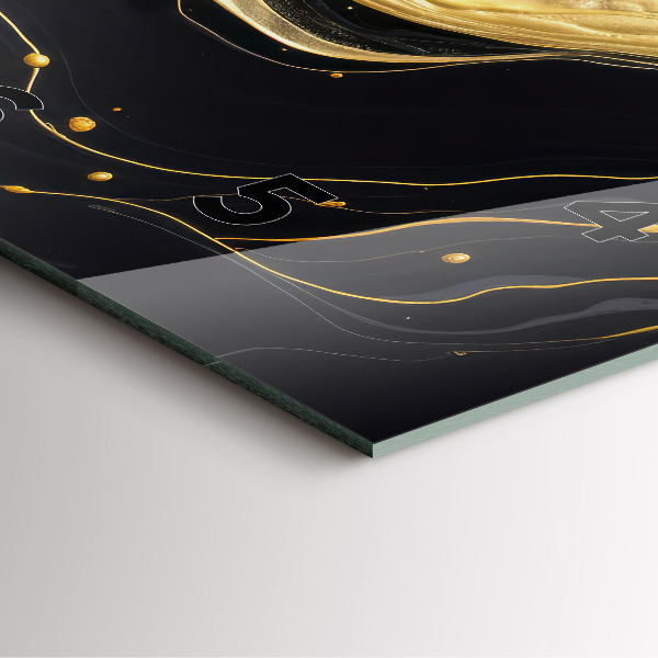 Ceas pătrat de perete din sticlă Marmură aurie